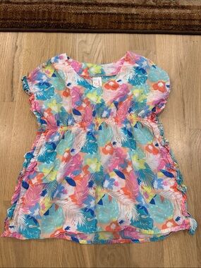 Cat & Jack Coral, Teal & Yellow Floral Girls Top
